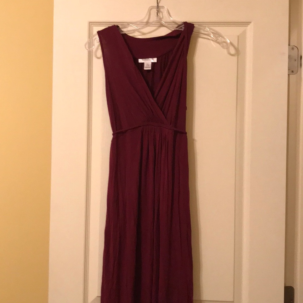 Maroon maternity maxi dress.
